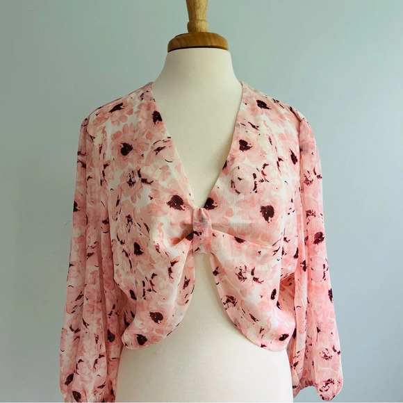 Express Sheer Floral Blouse XL NWT - Picture 1 of 9